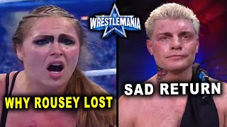 Cody Rhodes Sad Return at WrestleMania 38 &amp; Why Ronda Rousey Lost to Charlotte Flair - WWE News