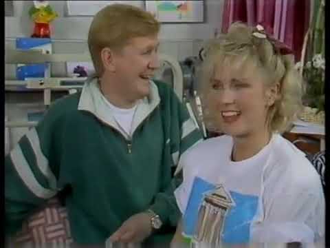 Sarah Greene and Mike Smith in hospital, Going Live!, 1988