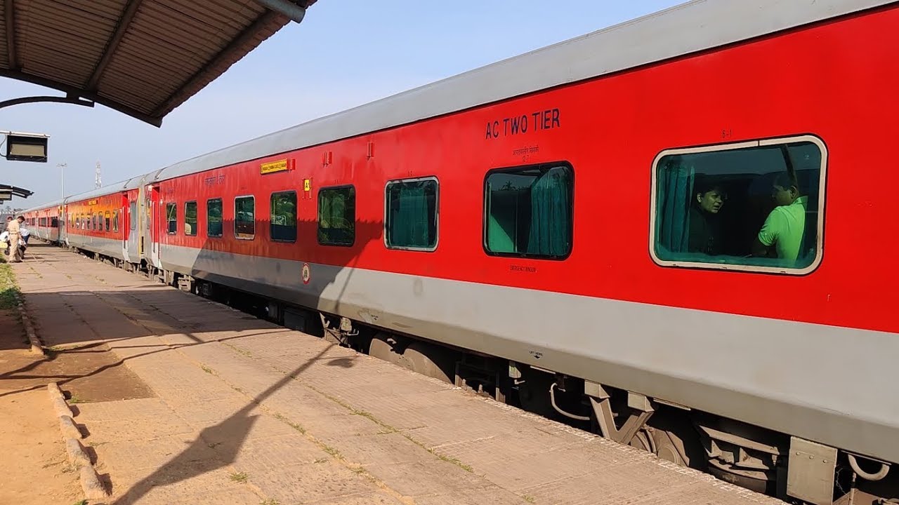 Watch video 10104 Mandovi Express Departing Madgaon Junction : Konkan Railways Now 10104 Mandovi Express Departing Madgaon Junction : Konkan Railways