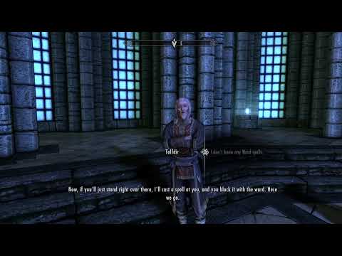 Skyrim Special Edition - First Lessons: Listen To Tolfdir Chat In Hall Of Elements (Use Lesser Ward)