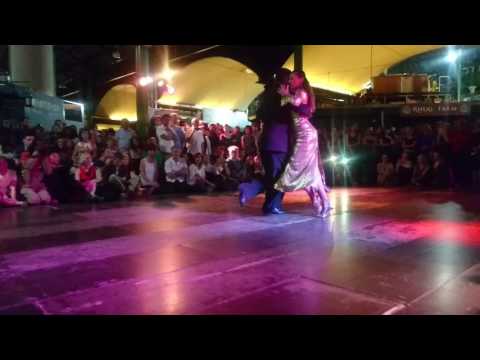 Raquel Greenberg and Diego Riemer dancing tango at Borough Market