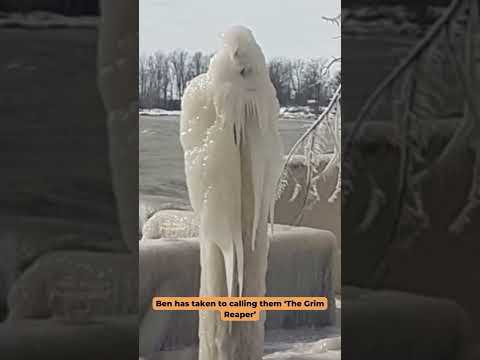 Man finds terrifying ice figure of ‘GRIM REAPER’ outside home!