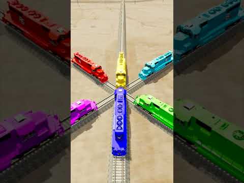 Multiple Overlapping Rail Tracks Crossover Vs Trains Crossing - BeamNG.Drive