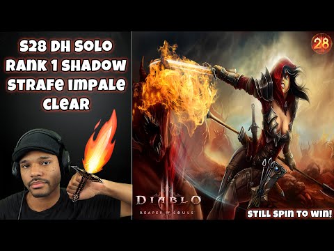 S28 DH Solo Rank 1 fire Shadow Impale clear......with strafe?  Spin to win never left!  Diablo 3.