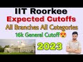 IIT Roorkee Expected Cutoffs 2023🔥 | 16k General Cutoff😍 | All Branches All Categories💯