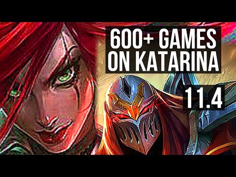 KATARINA vs ZED (MID) | 8 solo kills, 600+ games, 21/5/9, Godlike | EUW Diamond | v11.4