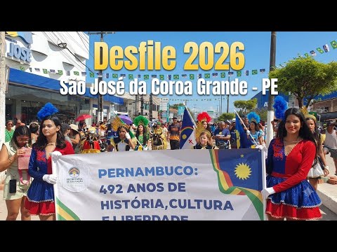 Desfile cívico 2026 São José da coroa Grande Pernambuco
