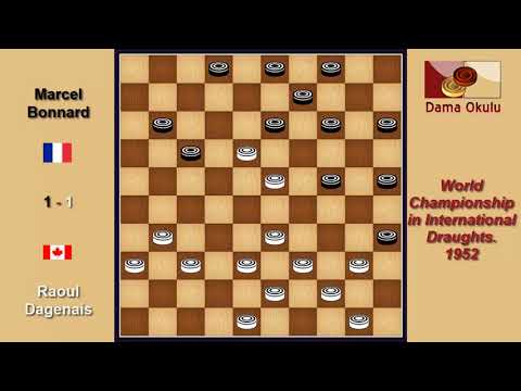 Raoul Dagenais (CAN) - Marcel Bonnard (FRA). Draughts World Championship. 1952.