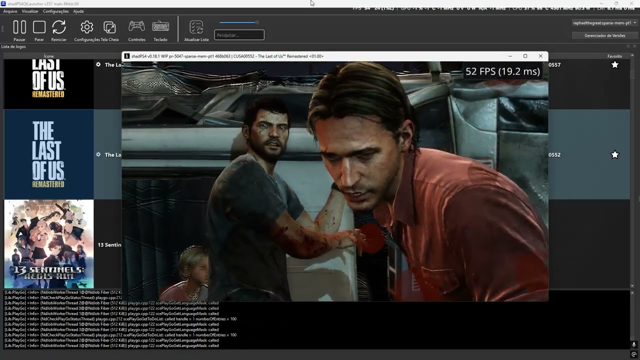 shadPS4 v0.18.1 WIP pr-5047 - sparse-mem-pt1 468B063 | CUSA00552 The Last of Us™ Remastered 01.00
