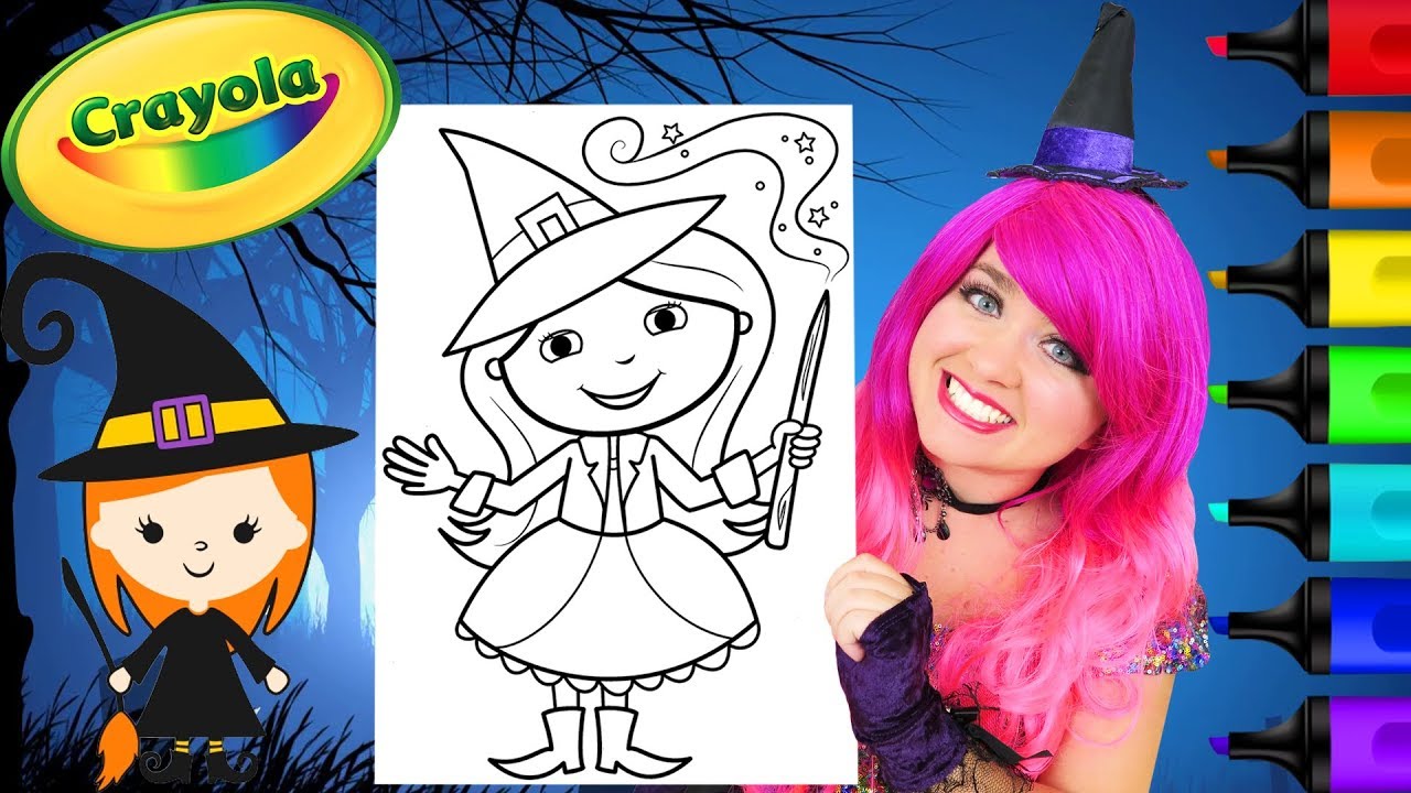 Coloring Cute Witch Halloween Crayola Coloring Page Prismacolor Markers | KiMMi THE CLOWN