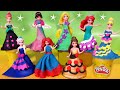 PLAY DOH Sparkle Dresses 8 Disney Princess Magiclip Dolls Elsa Anna Glitter Glider Ariel Rapunzel