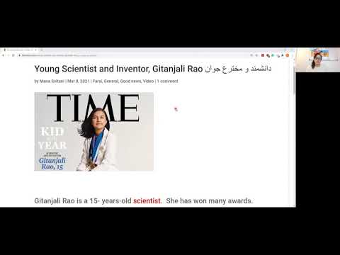 Time magazine's kid of the year 2020, in Farsi نوجوان سال مجله تایمز