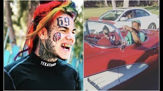 6ix9ine And Crew Run Into Jay Z And Blue Ivy Drving Drop Top In Hollywood