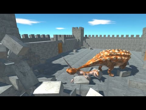 Tail Smash Attack from ANKYLOSAURUS in Brick Castle vs ALL UNITS Animal Revolt Battle Simulator