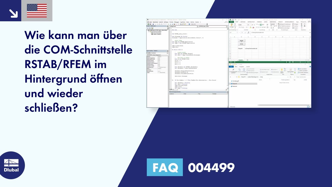 [EN] FAQ 004499 | Wie kann man über die COM-Schnittstelle RSTAB/RFEM im Hintergrund öffnen und wi...