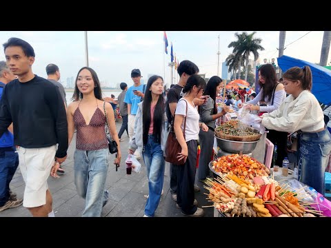 Amazing Phnom Penh City! Cambodian Street Food - Riverside Street Food Walk 2026
