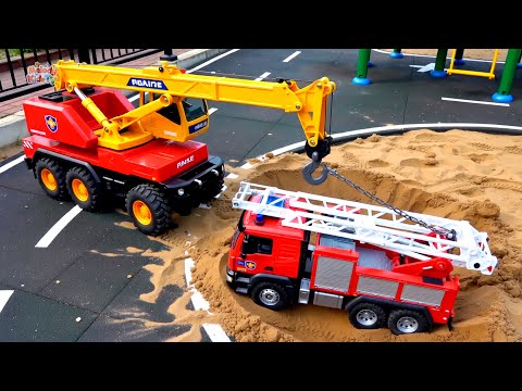 Excavator Finds Hidden Toy Cars! 🚓🚒🚑 Sandbox Rescue & Car Wash for Kids
