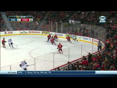 Kevin Shattenkirk wrist shot goal 1-0 St. Louis Blues vs Calgary Flames 12/23/13 NHL Hockey