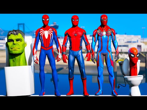 GTA 5 Water Ragdolls Rainbow Spiderman vs skibidi toilet Jumps/Fails [ Euphoria Physicsp ] Ep.2