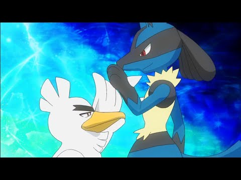 Sirfetch'd and Lucario high-five inside their PokeBalls