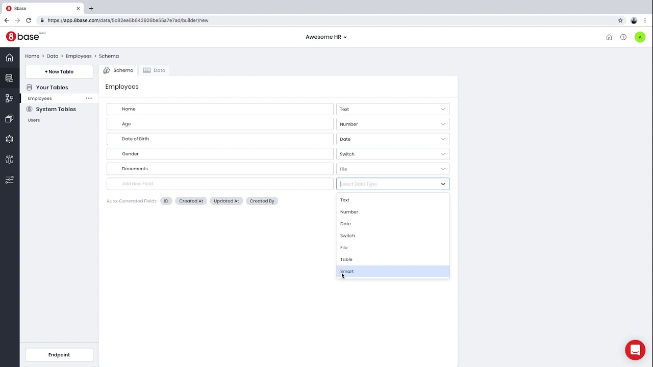 Learning 8base: Data Builder