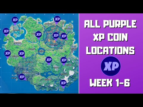 All 12 Purple XP Coins Locations in Fortnite (week 1-6)! - Purple Power Punch Card