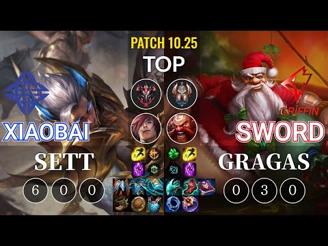 ES Xiaobai Sett vs GRF Sword Gragas Top - KR Patch 10.25