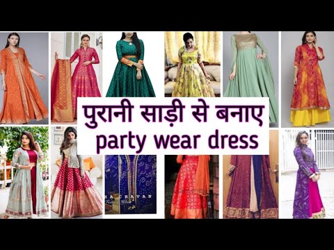 old saree reuse ideas | old saree to new party wear dress/designer gown |old bandhani saree to kurti