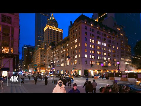Relaxing Night Walk in NEW YORK CITY 🌃 5th Avenue, MANHATTAN Tour NYC