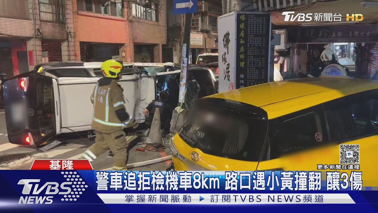 警追飆車族釀禍!巡邏車「側翻卡電桿」計程車衝騎樓 3人傷