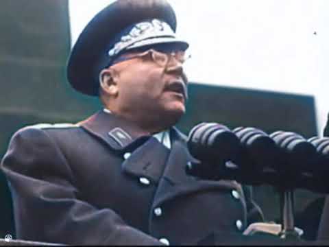 USSR anthem at 1957 revolution day parade [color version]