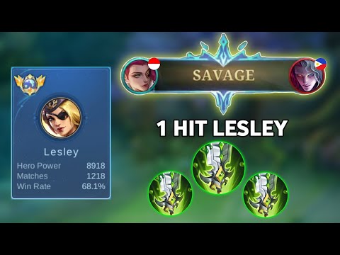 THE ONE SHOT ONE KILL/LESLEY BUILD AND EMBLEM SAVAGE/MOBILE LEGENDS 20 kills!!!🔥