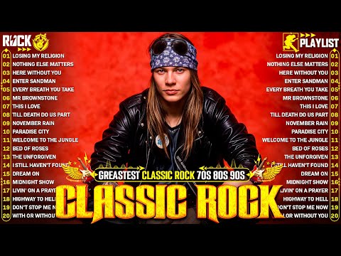 Top 100 Classic Rock Songs 70s 80s 90s - Bon Jovi, Queen, Guns N' Roses, AC/DC, Nirvana, Pink Floyd