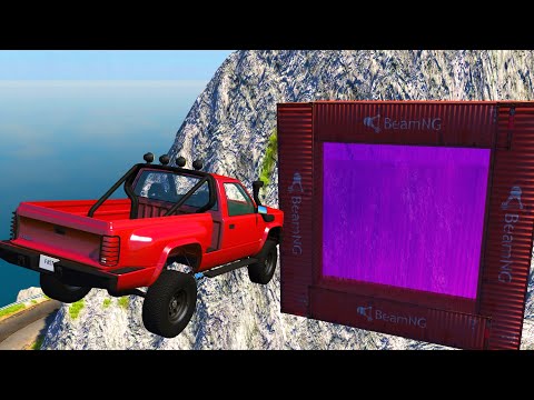 Cars Jumping Through Giant Portal - Beamng drive