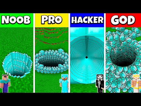 TEN - Minecraft Animations - Minecraft Battle: NOOB vs PRO vs HACKER vs GOD: DIAMOND TUNNEL PIT HOUSE BUILD CHALLENGE / Animation