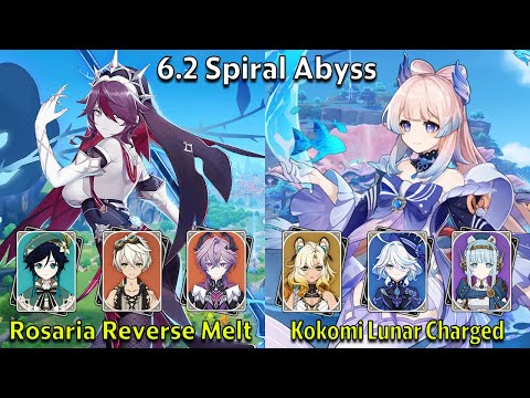 C6 Rosaria Reverse Melt & C0 Kokomi Lunar Charged - Genshin Impact 6.2 Spiral Abyss Full Clear
