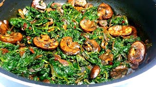 Mushroom Onion & Spinach Saute