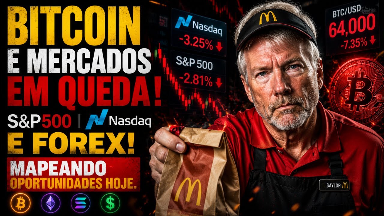 TRADING AO VIVO: BITCOIN E MERCADOS EM QUEDA! SP500, NASDAQ, OURO, FOREX