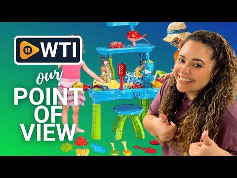 deAO 3 Tier Sand Water Table Beach Summer Toys Sandbox Table Outdoor Activity Sensory Play Table with Dolphin Water Wheel - WTI product video review