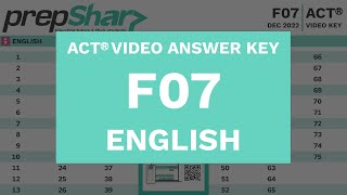 F07 - ACT English - PrepSharp Video Answer Key