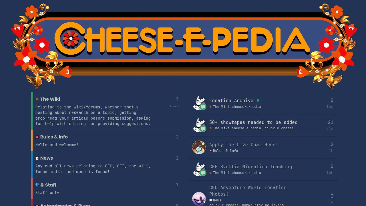 Cheese-E-Pedia: Forums & Wiki Updates