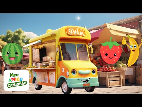 Desenho Infantil | Aprendendo 18 Alimentos com o Amigo Food Truck 🚚🍔 | Meu Amigo Caminhão