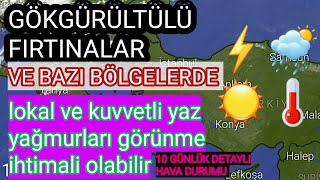 GÖKGÜRÜLTÜLÜ FIRTINALAR VE LOKAL YAZ YAĞMURLARI BEKLENİYOR