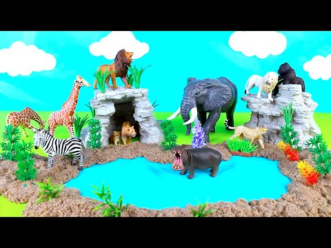 Safari Diorama for African Animal Figurines - Learn Animals Names for Kids