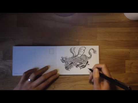 Tiny Autumn dragon time lapse drawing