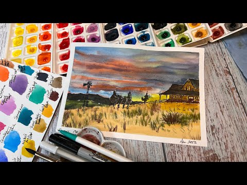 Sunset Ink and Wash Watercolor | Da Vinci Watercolors