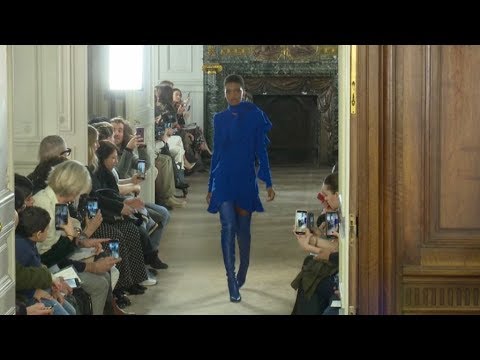 Models on the runway for the Elie Saab Fashion Show in Paris