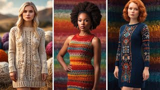 54 Ideias de Vestidos de Crochê com Lã - #modelosdetricô #crochê #projeto #tricotado #trico