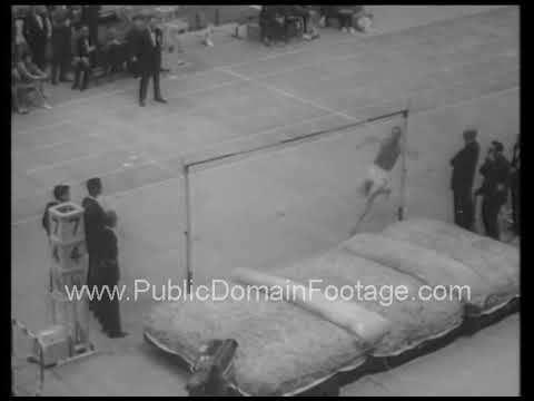 Russian High Jumper Valeriy Brumel at USA track meet Madison Square Garden 1965 archival footage