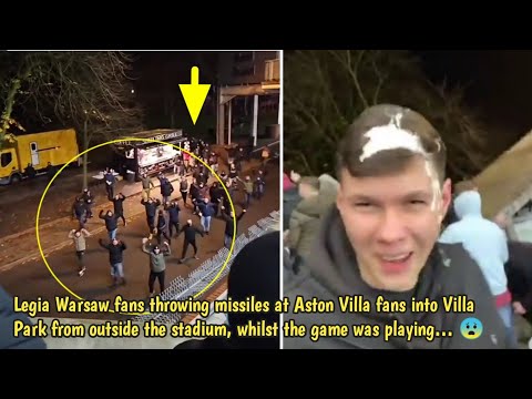 Aston Villa fans sprinkled with beer by Legia Warsaw fans 🤣🍻